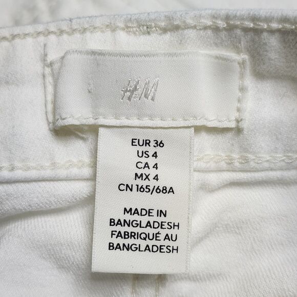 H&M Skinny Jeans Womens Size 4 Straight Leg Mid Rise Stretch Casual Pants White - Picture 10 of 13